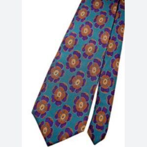 Cellini Teal Floral Tie with Purple Accents